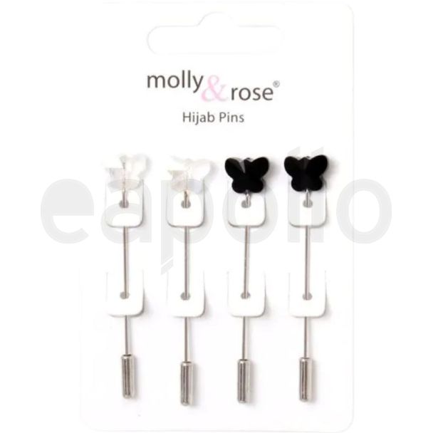 Butterfly Detail Hijab Pins on Display Card – 4.5cm