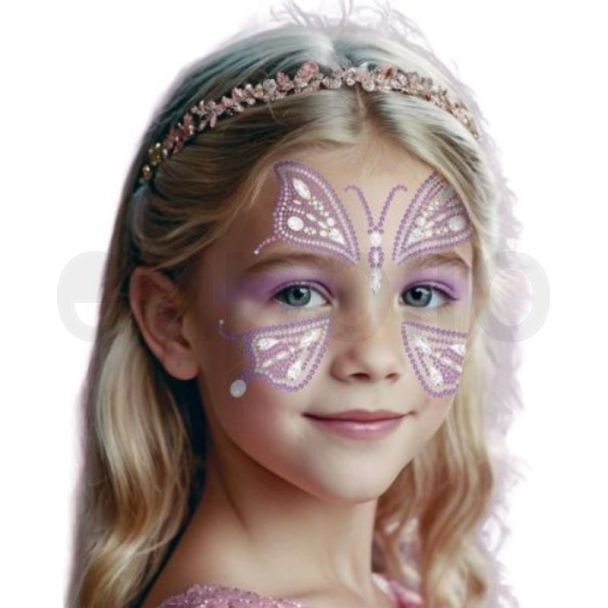 Butterfly Face Glitter Makeup Decoration - Pink - 15x13cm