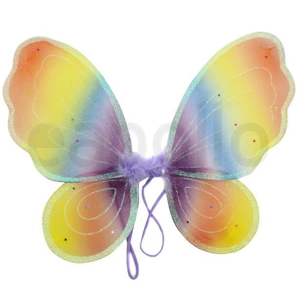 Butterfly Rainbow Themed Glitter Wings - 40cm
