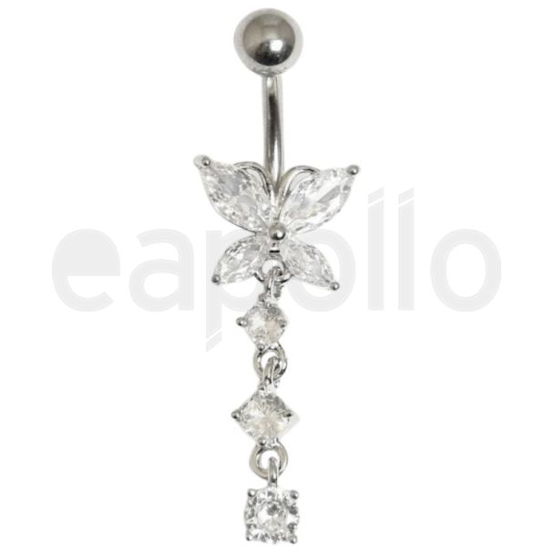 Butterfly Trail Belly Bar - Silver - 38mm