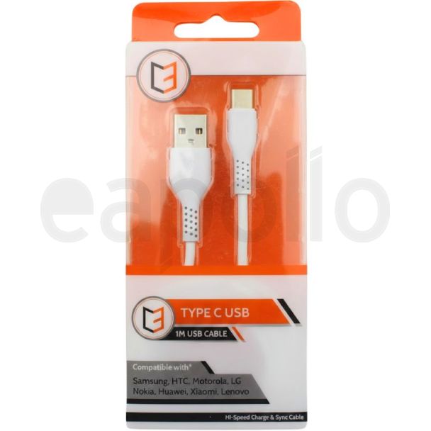 C3 1m Data Charging USB Type C Loose Cable - White