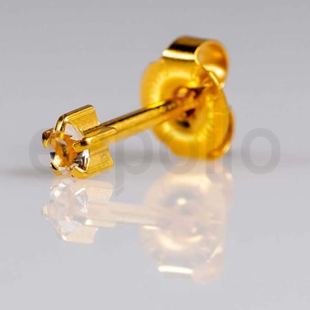 Caflon Blu Clawset Mini Gold April Crystal Ear Piercing Studs