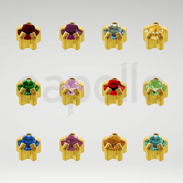 Caflon Blu Clawset Mini Gold Ear Piercing Studs - Assorted Birthstones