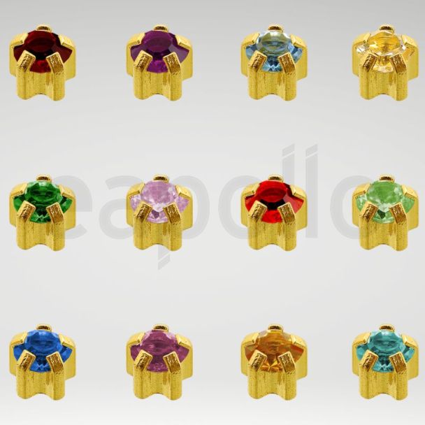 Caflon Blu Regular Clawset Ear Piercing Studs - Assorted Birthstones