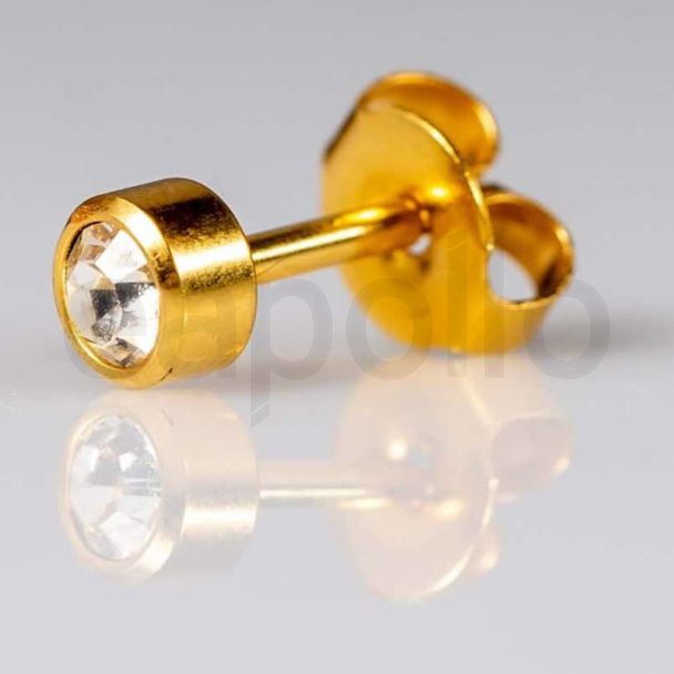 Caflon Blu Large April Gold Crystal Birthstone Ear Piercing Studs