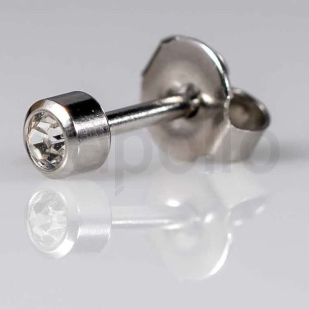 Caflon Blu Large April White Stainless Crystal Birthstone Ear Piercing Studs