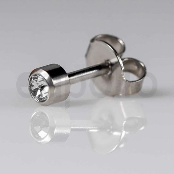 Caflon Blu Mini April White Stainless Crystal Birthstone Ear Piercing Studs