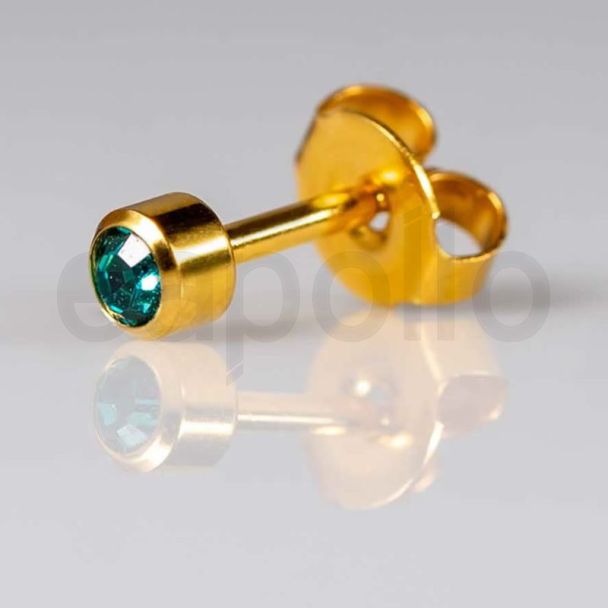 Caflon Blu Mini December Gold Blue Zicron Birthstone Ear Piercing Studs