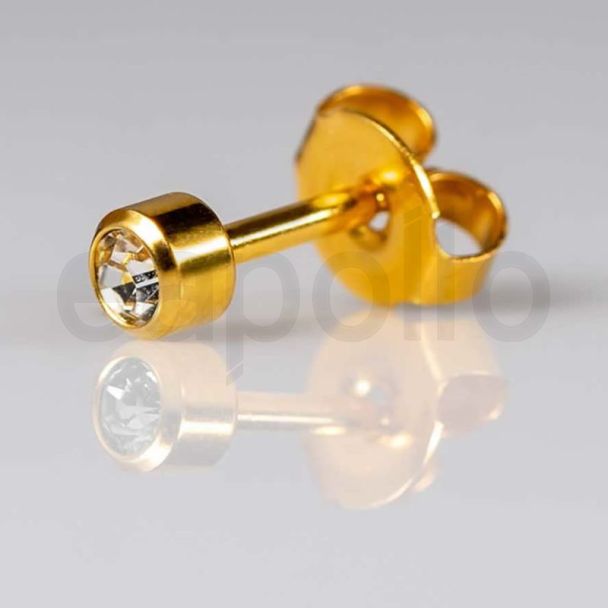 Caflon Blu Mini April Gold Crystal Birthstone Ear Piercing Studs