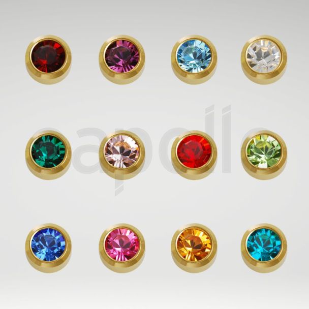 Caflon Blu Mini Gold Assorted Birthstone Ear Piercing Studs