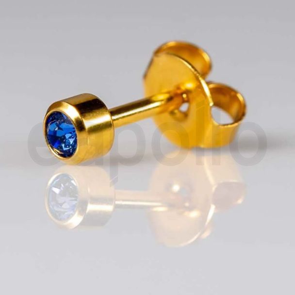 Caflon Blu Mini September Gold Sapphire Birthstone Ear Piercing Studs