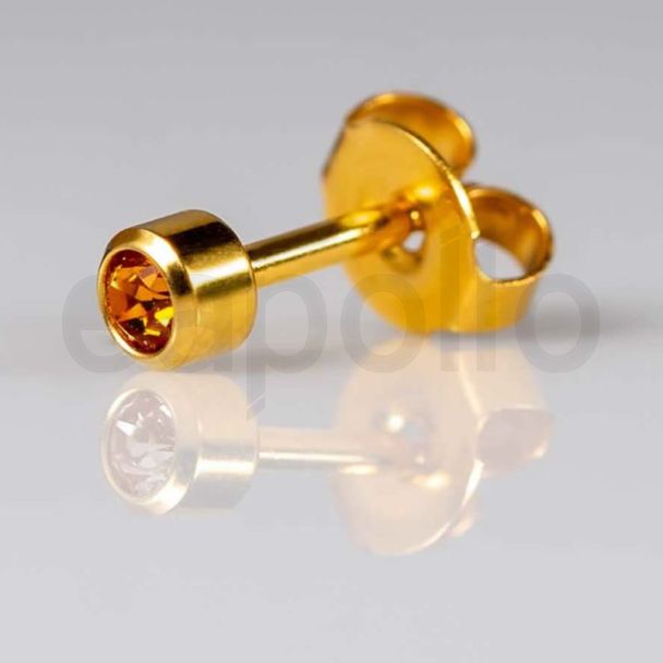Caflon Blu Mini November Gold Topaz Birthstone Ear Piercing Studs