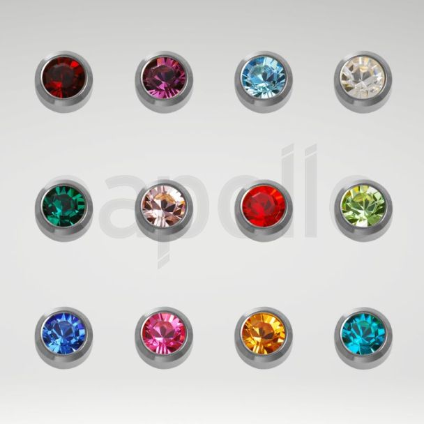 Caflon Blu Mini White Stainless Assorted Birthstone Ear Piercing Studs