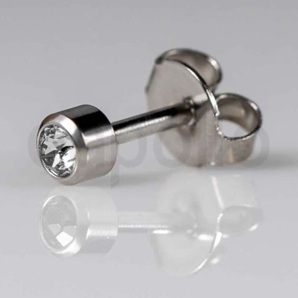 Caflon Blu Regular April White Stainless Crystal Birthstone Ear Piercing Studs