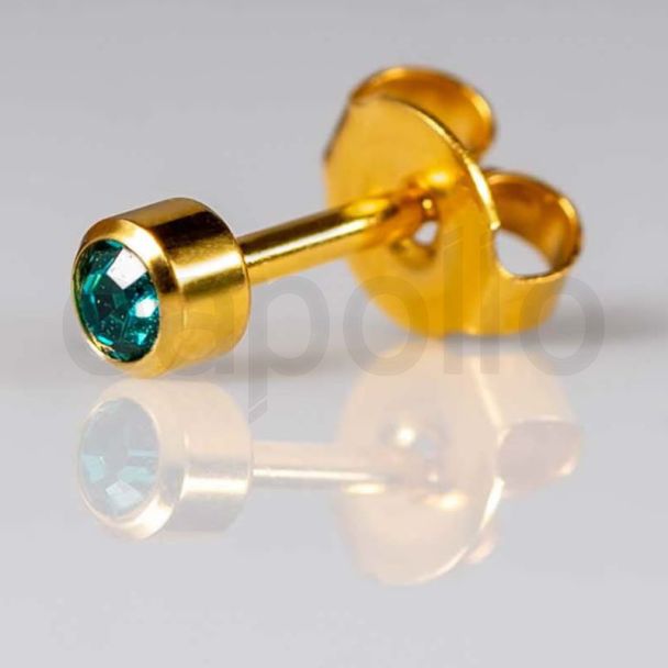 Caflon Blu Regular December Gold Blue Zircon Birthstone Ear Piercing Studs