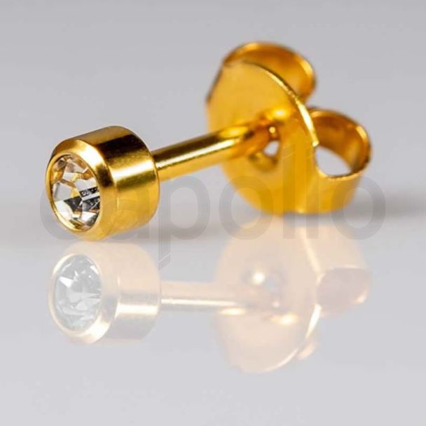Caflon Blu Regular Gold April Crystal Birthstone Ear Piercing Studs