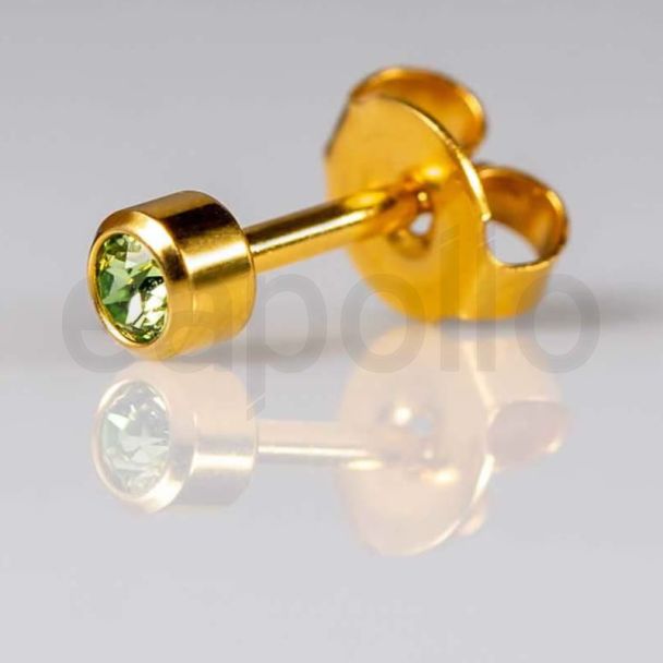 Caflon Blu Regular Gold August Peridot Birthstone Ear Piercing Studs