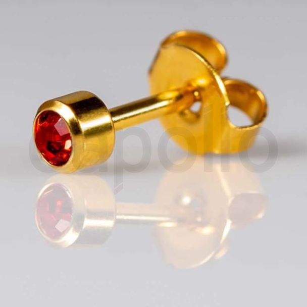 Caflon Blu Regular Gold July Ruby Birthstone Ear Piercing Studs