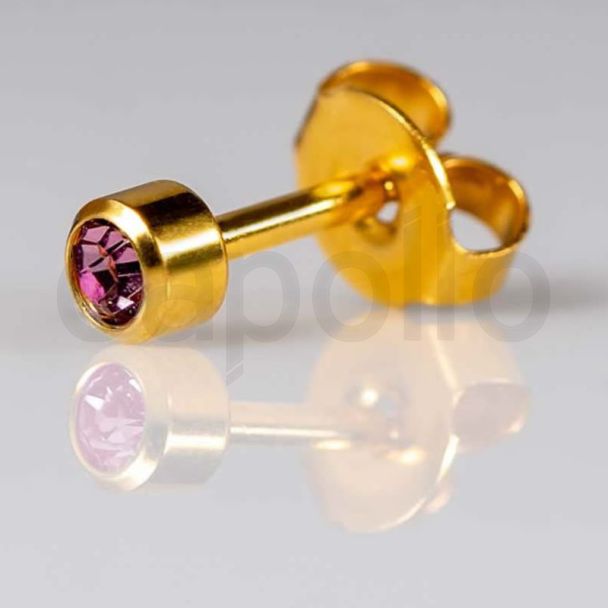 Caflon Blu Regular Gold June Alexandrite Birthstone Ear Piercing Studs