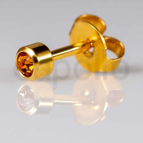 Caflon Blu Regular November Gold Topaz Birthstone Ear Piercing Studs