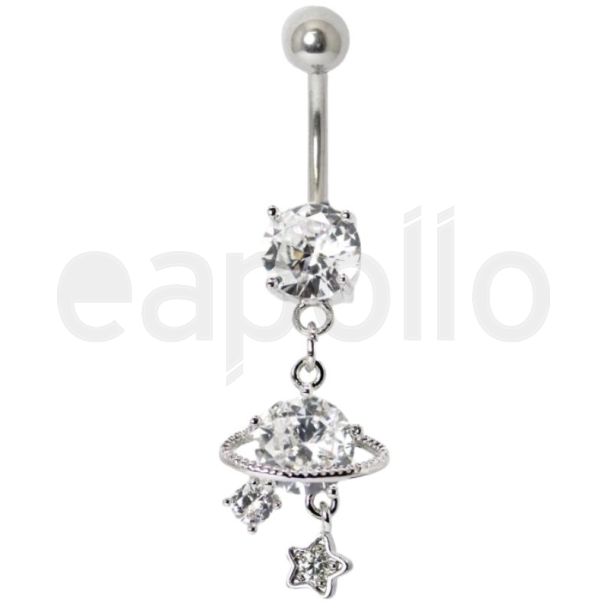 Calling Planet Saturn Design Belly Bar - 10mm