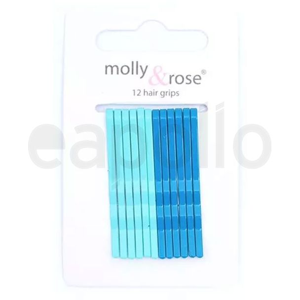 12pcs Coloured Metal Kirby Hair Grips - Assorted - 45mm 