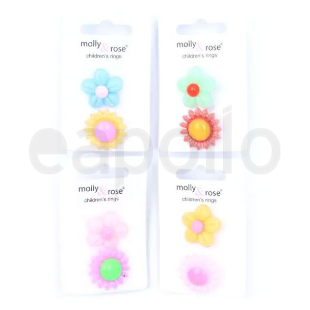 Card Of 2 Assorted Childrens Flower Rings
