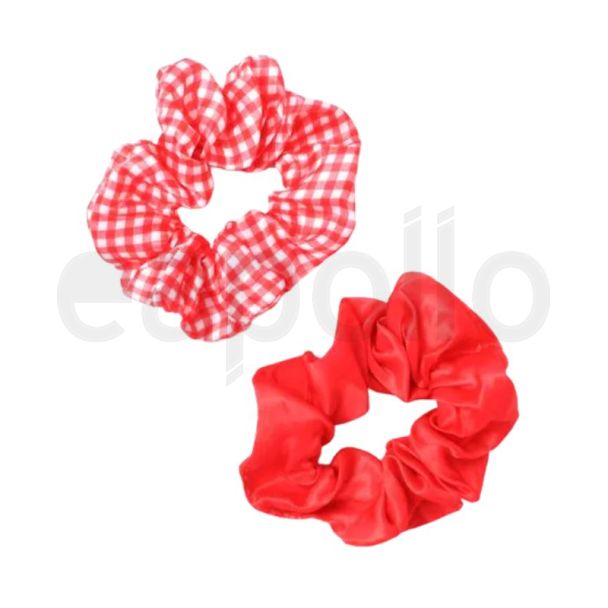 2 Pieces Red Scrunchies - Assorted (8cm) 