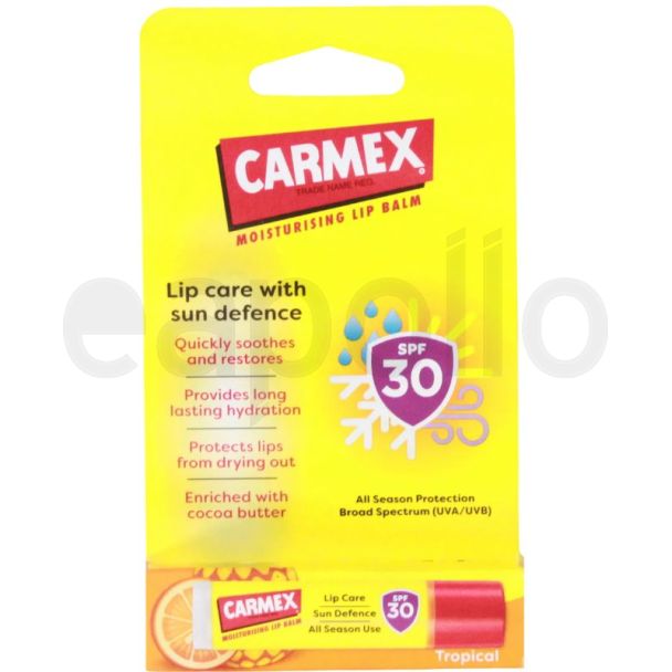Carmex Moisturising SPF 30 Lip Balm Stick - Tropical (4.25g)