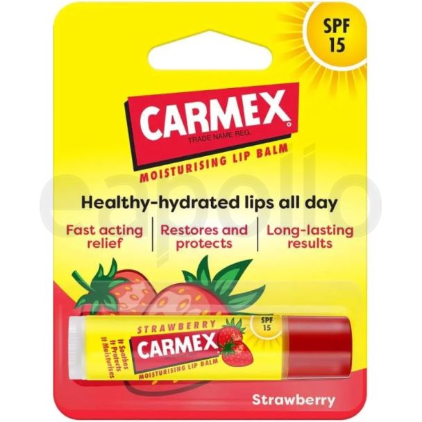 Carmex SPF 15 Moisturising Lip Balm Click Stick - Strawberry (4.25g)