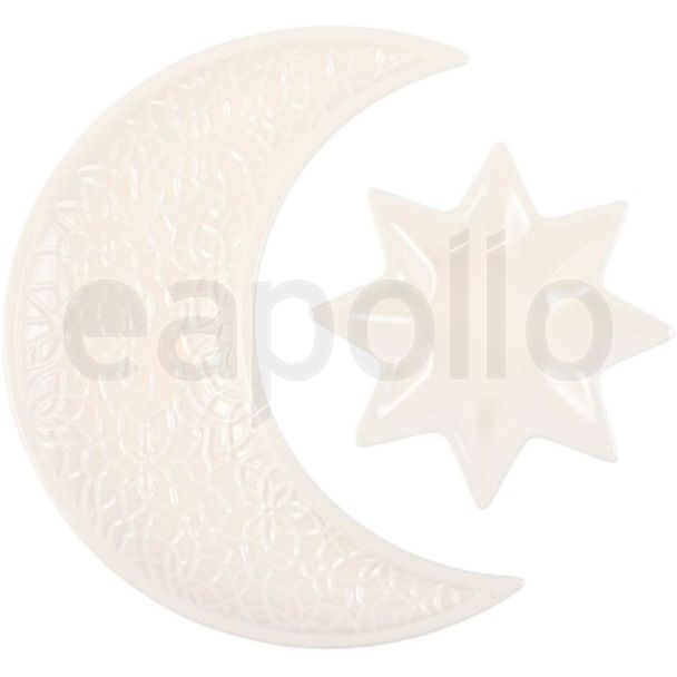Ceramic Crescent Moon and Star Trinket Dish Set