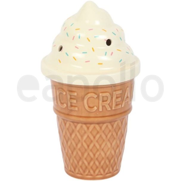 Ceramic Ice Cream Cone Oil Burner with Swirl Lid