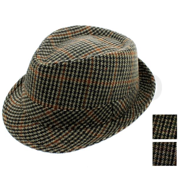 Chequered Trilby Hats - Assorted Colours