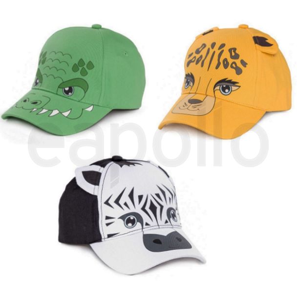 Children's Animal Printed Baseball Caps - Assorted (1-2yr)