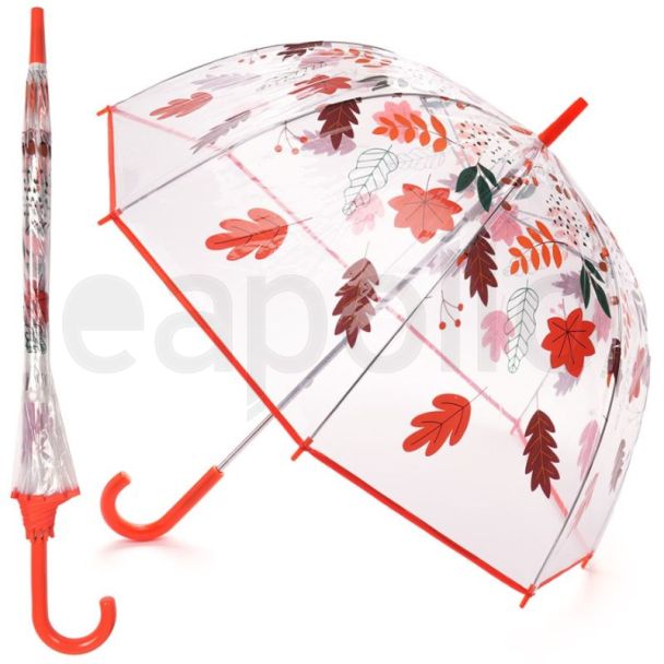 Children's Autumn Falling Leaves Print Dome Umbrella 