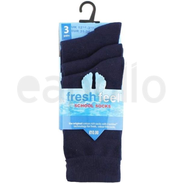 Children's Cotton Rice Navy Ankle School Socks - Pack of 3 (UK - 12.5 - 3.5)