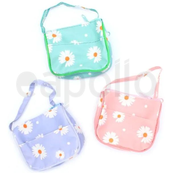 Children's Daisy Zip Bag With Shoulder Strap - Assorted Colours ( 9 x 8cm)