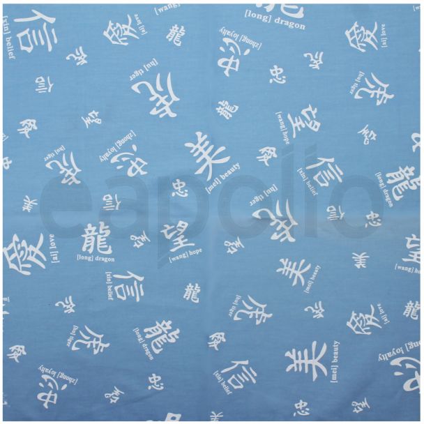 Chinese Word Bandanas - Baby Blue