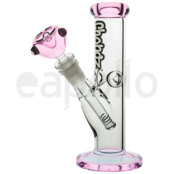 Chongz "Bozo" Ice With Pink Accents Glass Waterpipe - 7.5 Inch