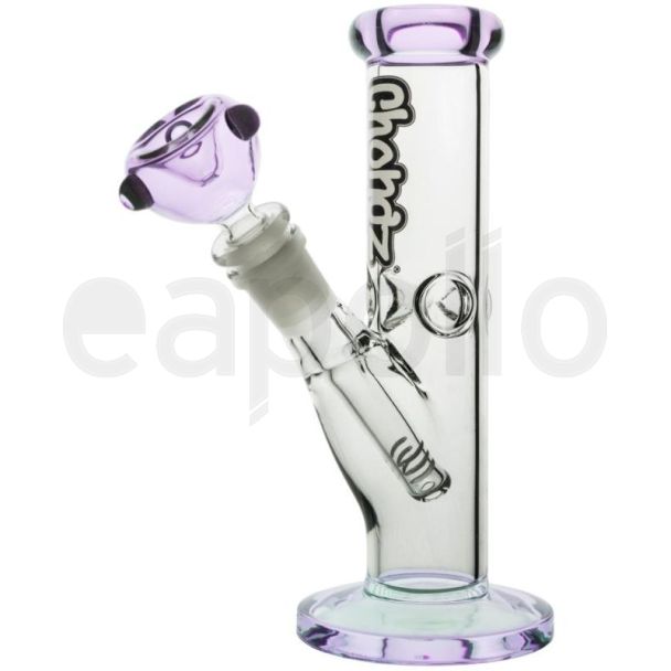 Chongz "F* Button" Ice With Purple Accents Glass Waterpipe - 8 Inch