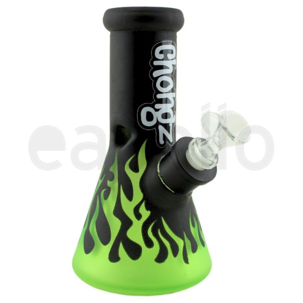 Chongz ''Up In Flames'' Glass Beaker Waterpipe - Green (8 Inches) 
