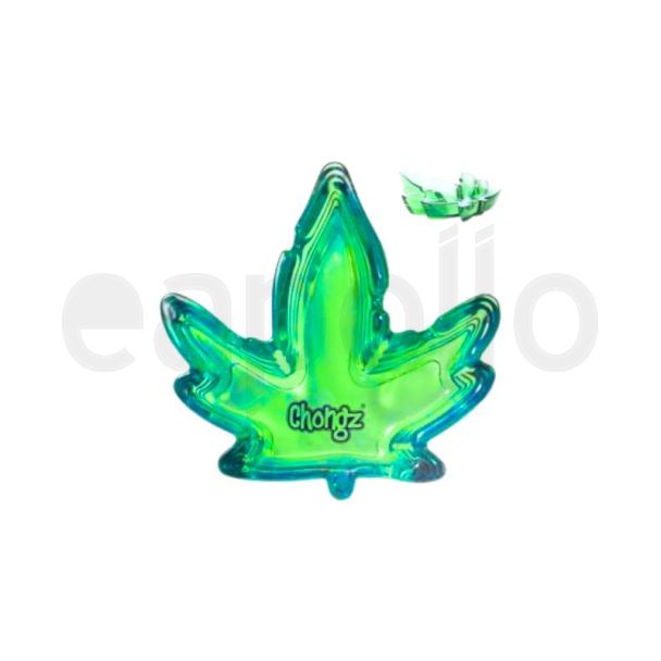 Chongz Green Leaf Shaped Glass Ashtray 
