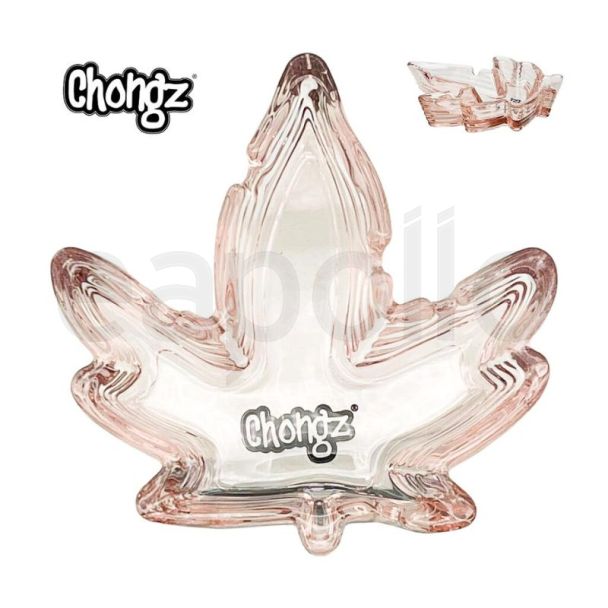 Chongz Leaf Shaped Glass Ashtray – Light Pink
