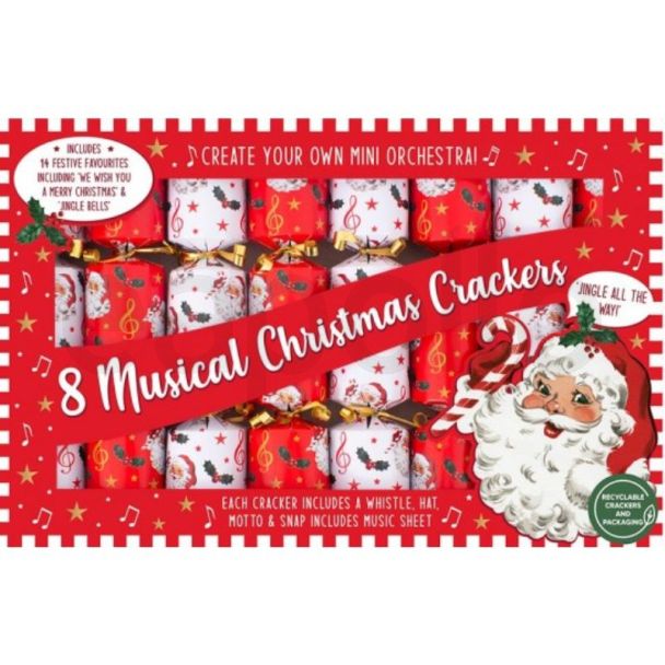 Christmas 8 Musical Whistle Crackers -9.5"