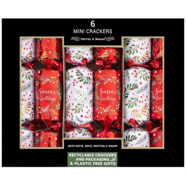 Christmas Mini Crackers - Floral Wreath (6pcs)