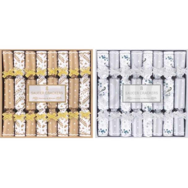 Christmas Saucer Crackers - Gold /Silver (8pcs)