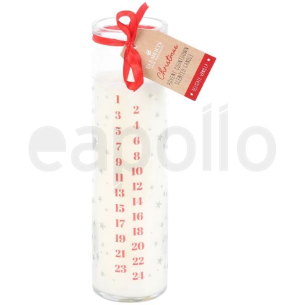 Christmas Vanilla Advent Tube Candle- White 