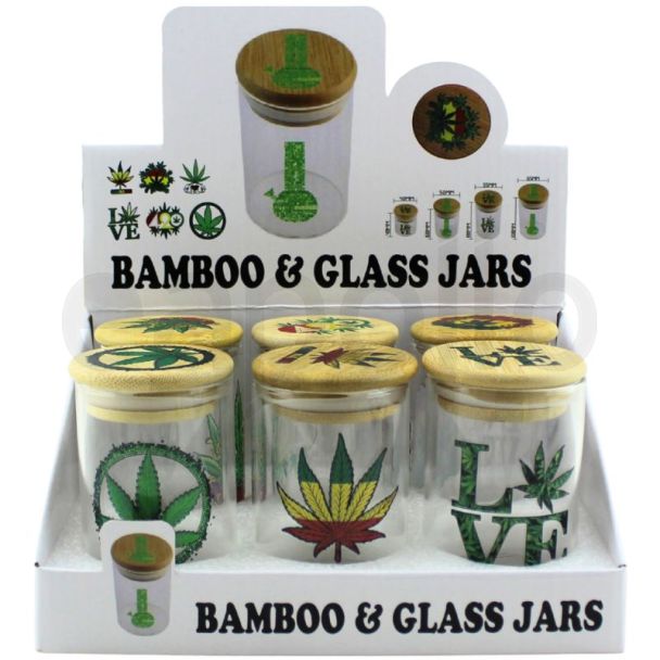 Clear Bamboo & Glass Jars (88 x 55mm) 