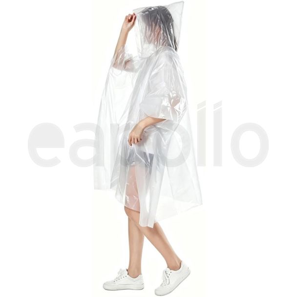 Clear Hooded Emergency Rain Poncho