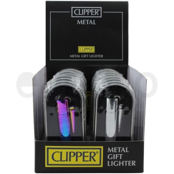 Clipper Metal Flint-Mixed Icy & Shiny Silver Gift Lighter- Assorted